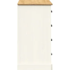vidaXL Aparador con cajones VIGO madera maciza pino 113x40x75cm Blanco Sale