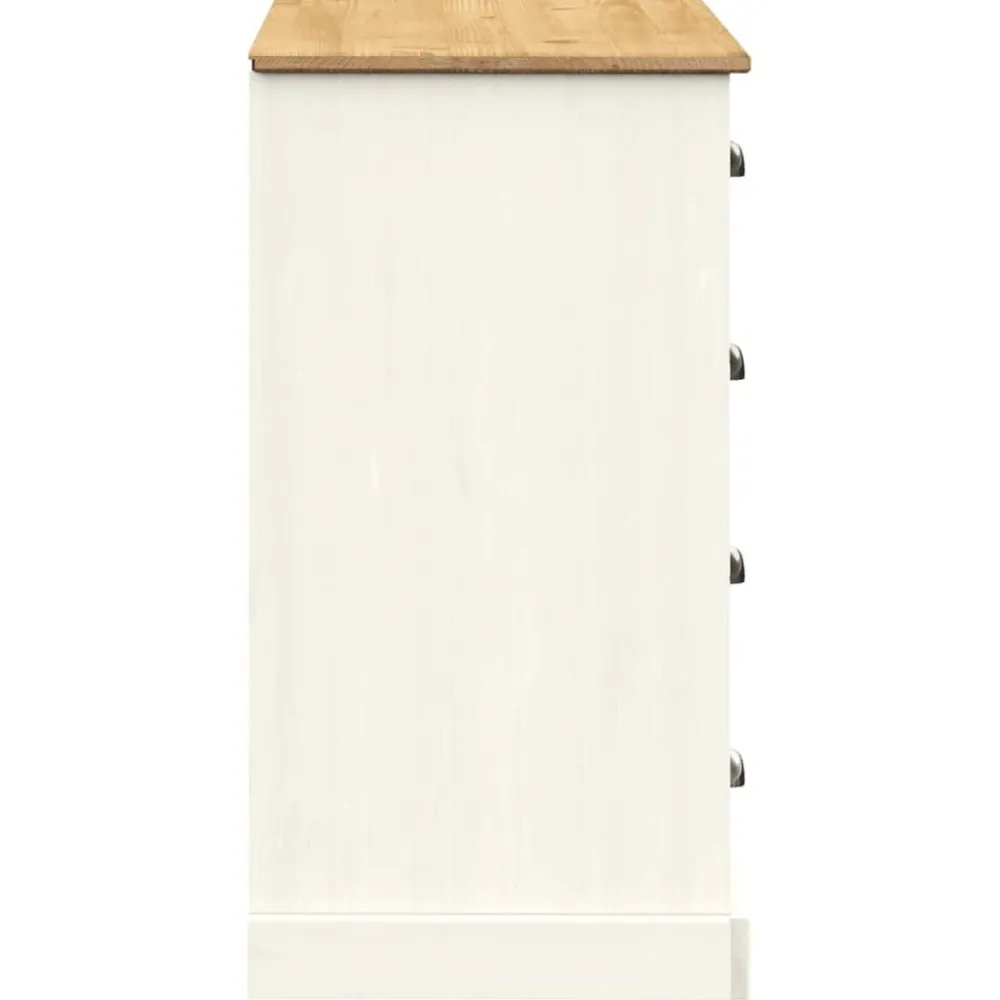 vidaXL Aparador con cajones VIGO madera maciza pino 113x40x75cm Blanco Sale