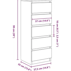 vidaXL Aparador con cajones 37,5x35x99 cm madera de ingeniería Blanco Hot