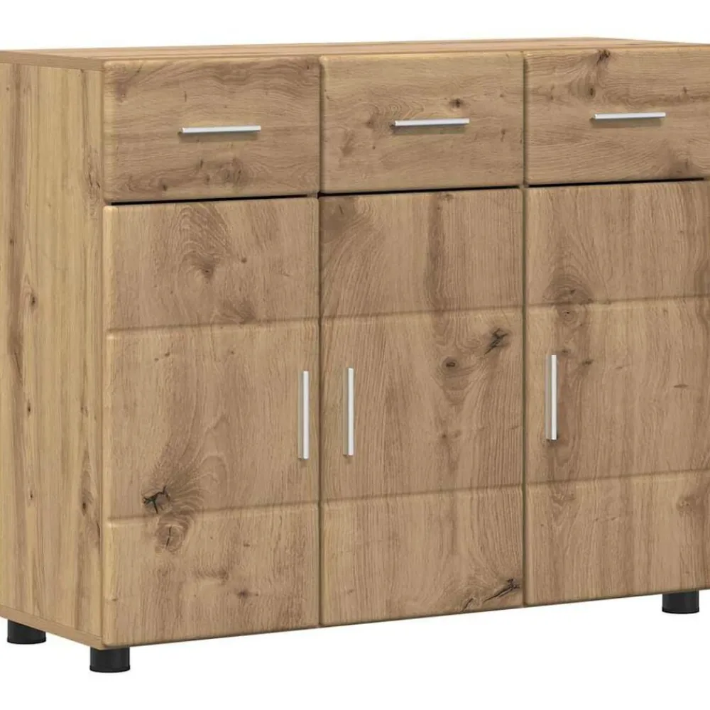vidaXL Aparador con estante FLORIN Roble artesanal 88,5 x 30,5 x 73 cm Roble artisan New