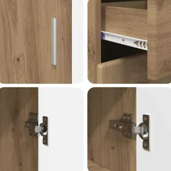vidaXL Aparador con estante FLORIN Roble artesanal 88,5 x 30,5 x 73 cm Roble artisan New