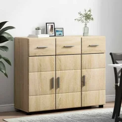 vidaXL Aparador con estante FLORIN 88,5 x 30,5 x 73 cm Roble Sonoma Discount