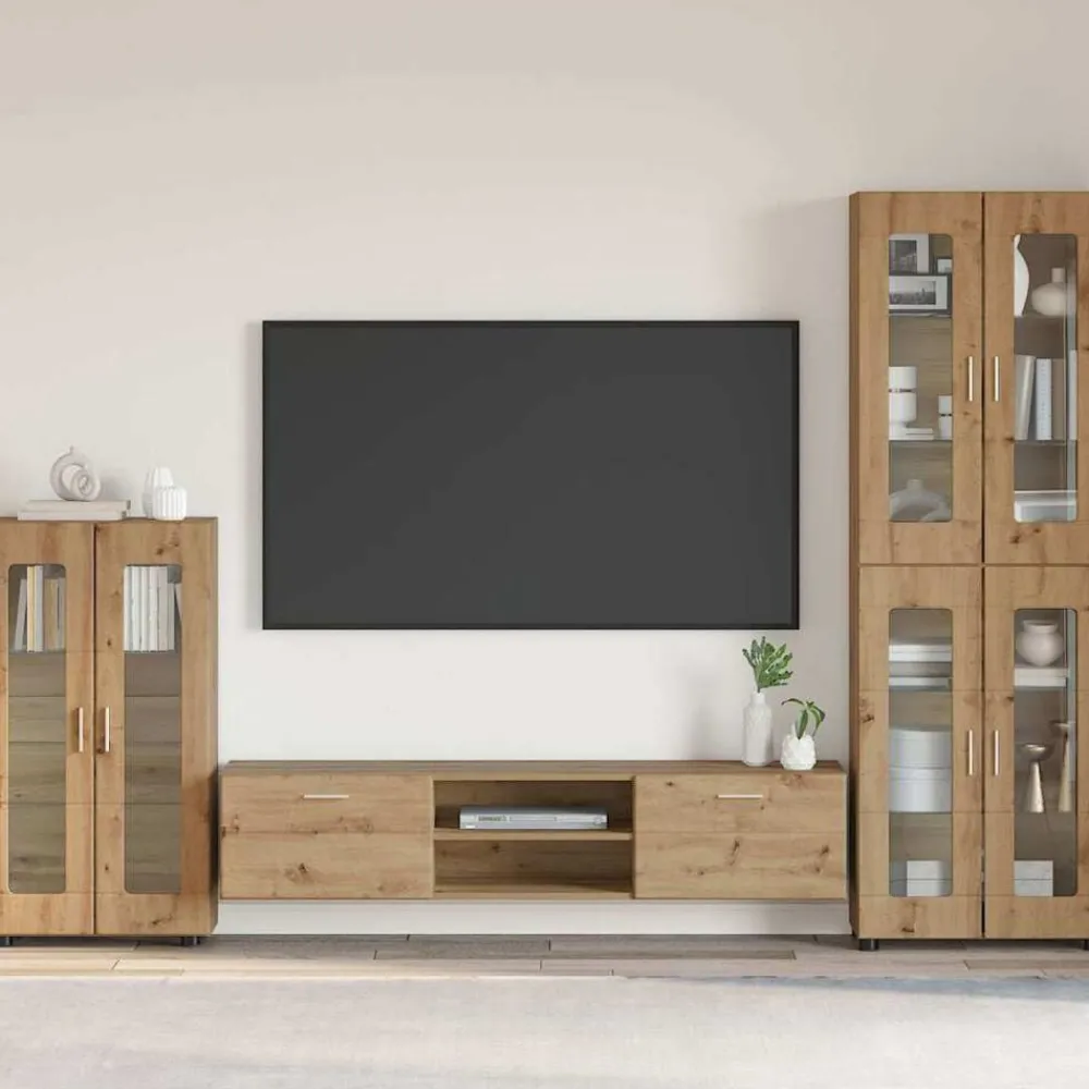 vidaXL Conjuntos De Muebles-Aparador con estante FLORIN Roble artesanal 55,5 x 29 x 103 cm