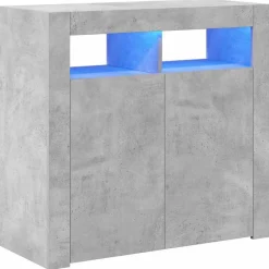 vidaXL Armarios Y Almacenamiento-Aparador con luces LED gris hormigón 80x35x75 cm