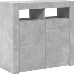 vidaXL Armarios Y Almacenamiento-Aparador con luces LED gris hormigón 80x35x75 cm
