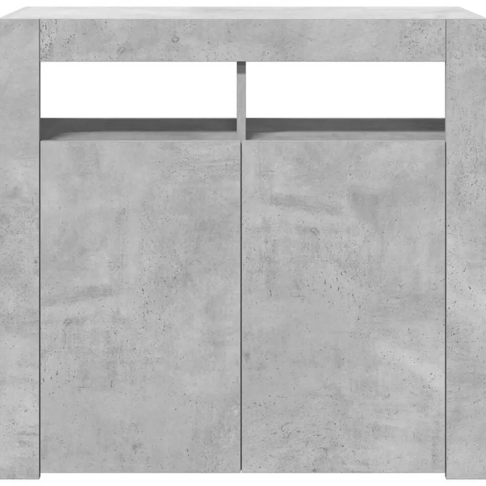 vidaXL Armarios Y Almacenamiento-Aparador con luces LED gris hormigón 80x35x75 cm