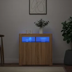 vidaXL Armarios Y Almacenamiento-Aparador con luces LED 80x35x75 cm