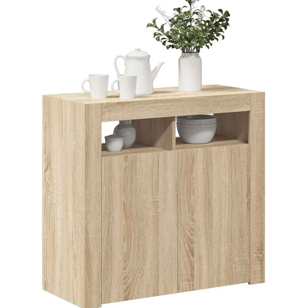 vidaXL Armarios Y Almacenamiento-Aparador con luces LED 80x35x75 cm