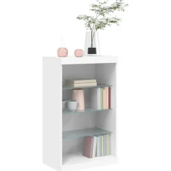 vidaXL Aparador con luces LED 60,5x37x100 cm Blanco Hot