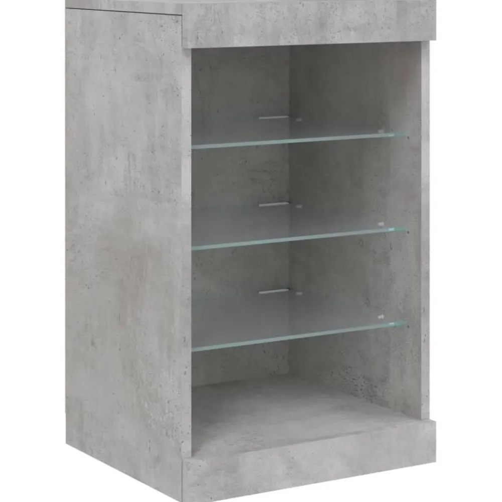 vidaXL Aparador con luces LED gris hormigón 283x37x67 cm Gris hormigón New