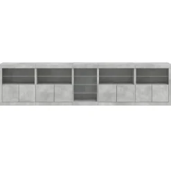vidaXL Aparador con luces LED gris hormigón 283x37x67 cm Gris hormigón New
