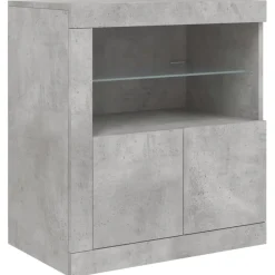 vidaXL Aparador con luces LED gris hormigón 283x37x67 cm Gris hormigón New