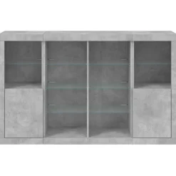 vidaXL Aparador con luz LED 3 pzas madera de ingeniería gris hormigón Gris hormigón Online