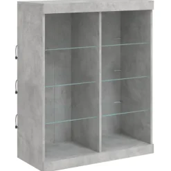 vidaXL Aparador con luz LED 3 pzas madera de ingeniería gris hormigón Gris hormigón Online