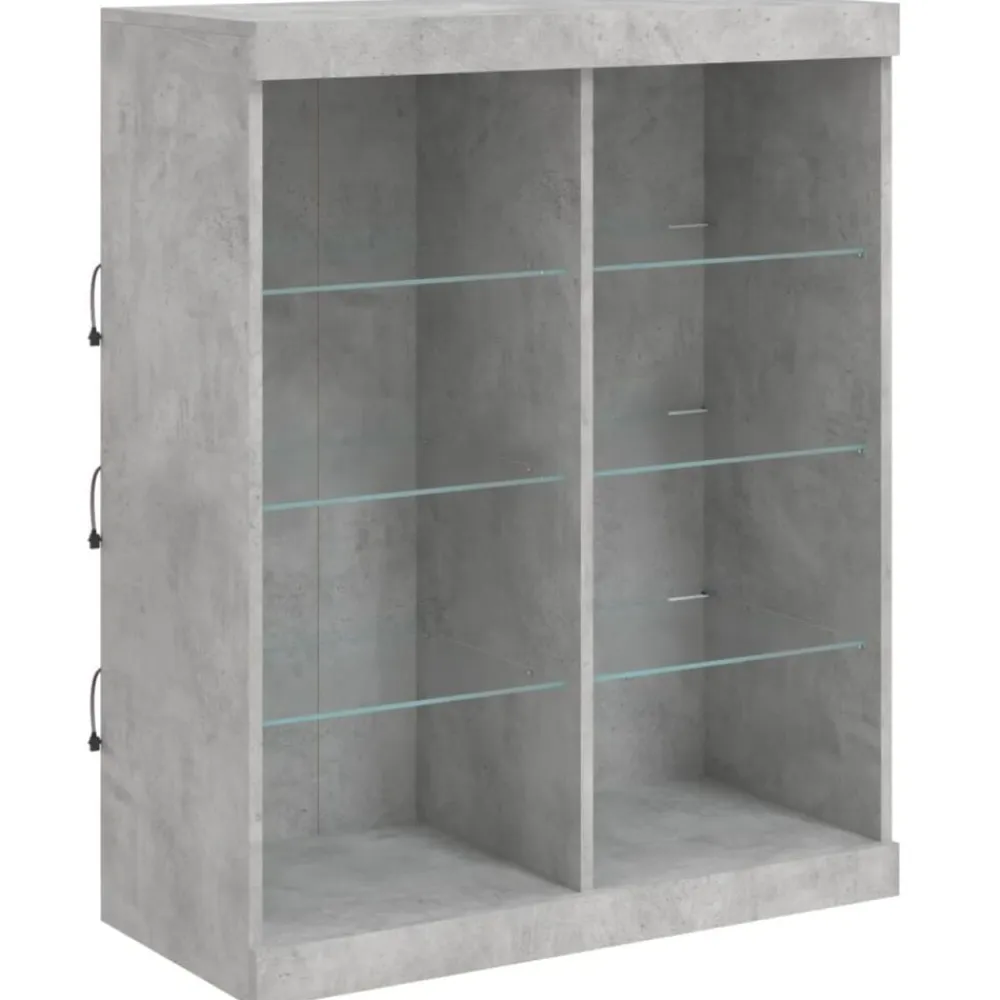 vidaXL Aparador con luz LED 3 pzas madera de ingeniería gris hormigón Gris hormigón Online