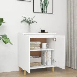 vidaXL Aparador con patas madera contrachapada 60x35x70 cm Blanco New