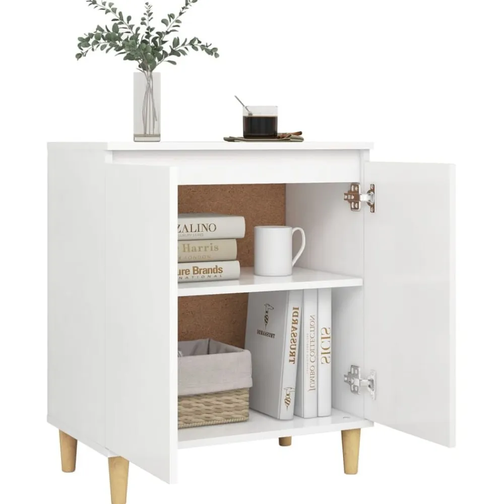 vidaXL Aparador con patas madera contrachapada 60x35x70 cm Blanco New