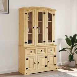 vidaXL Armarios Y Almacenamiento-Aparador Corona madera maciza pino mexicano 112x43x196 cm