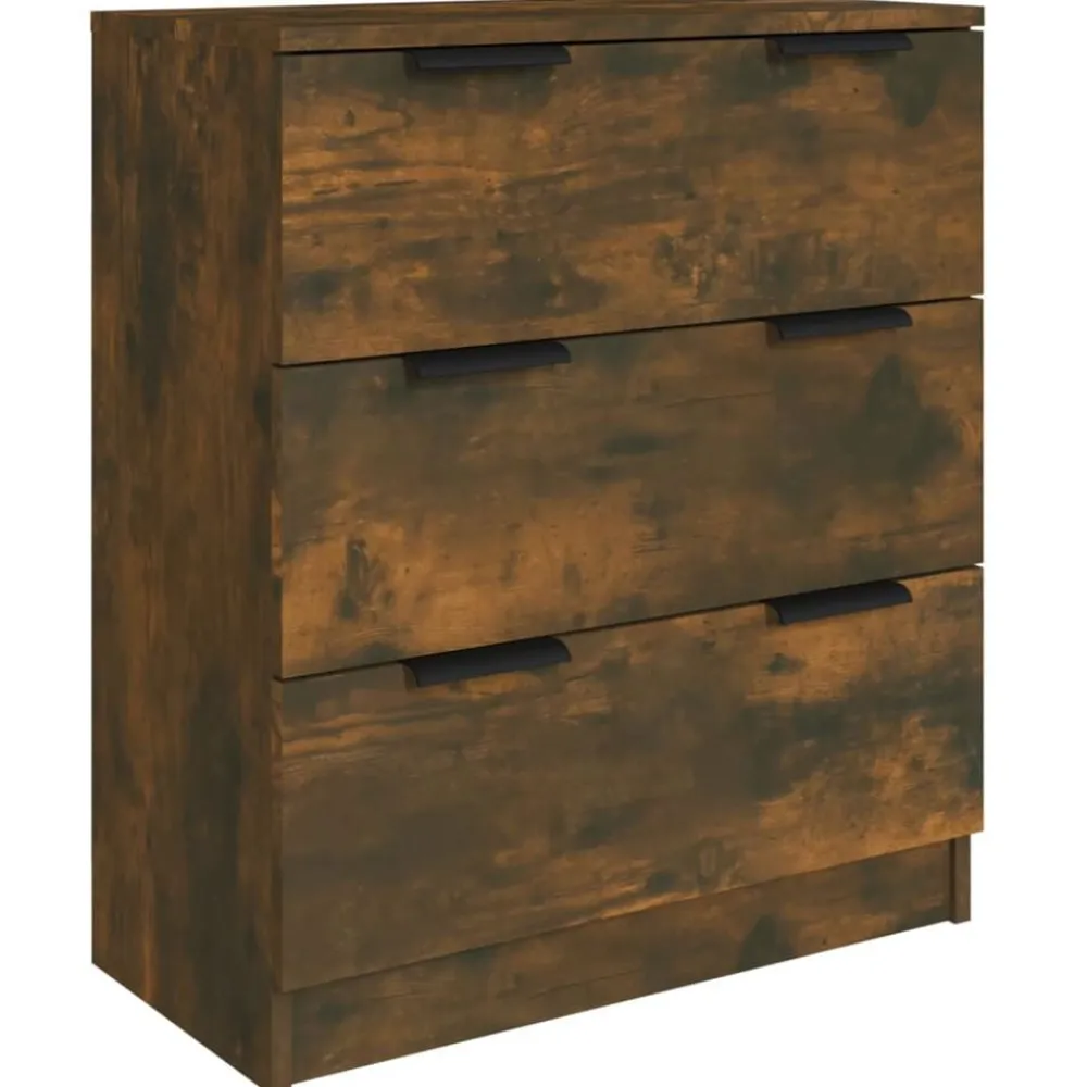 vidaXL Aparador de 3 piezas madera contrachapada color Roble ahumado New
