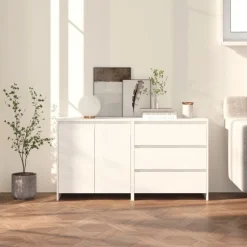 vidaXL Aparador de 2 piezas madera manufacturada blanca Blanco Best