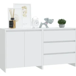 vidaXL Aparador de 2 piezas madera manufacturada blanca Blanco Best