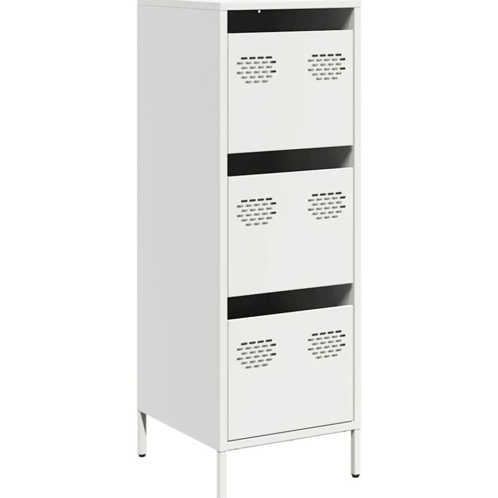vidaXL Aparador de acero 39x35x103,5 cm Blanco Discount