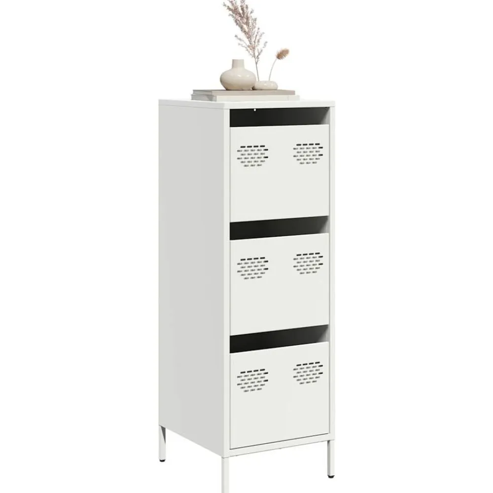 vidaXL Aparador de acero 39x35x103,5 cm Blanco Discount