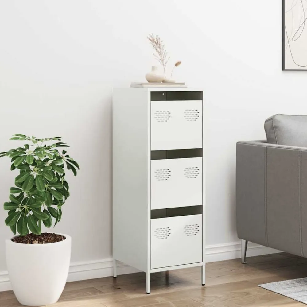 vidaXL Aparador de acero 39x35x103,5 cm Blanco Discount