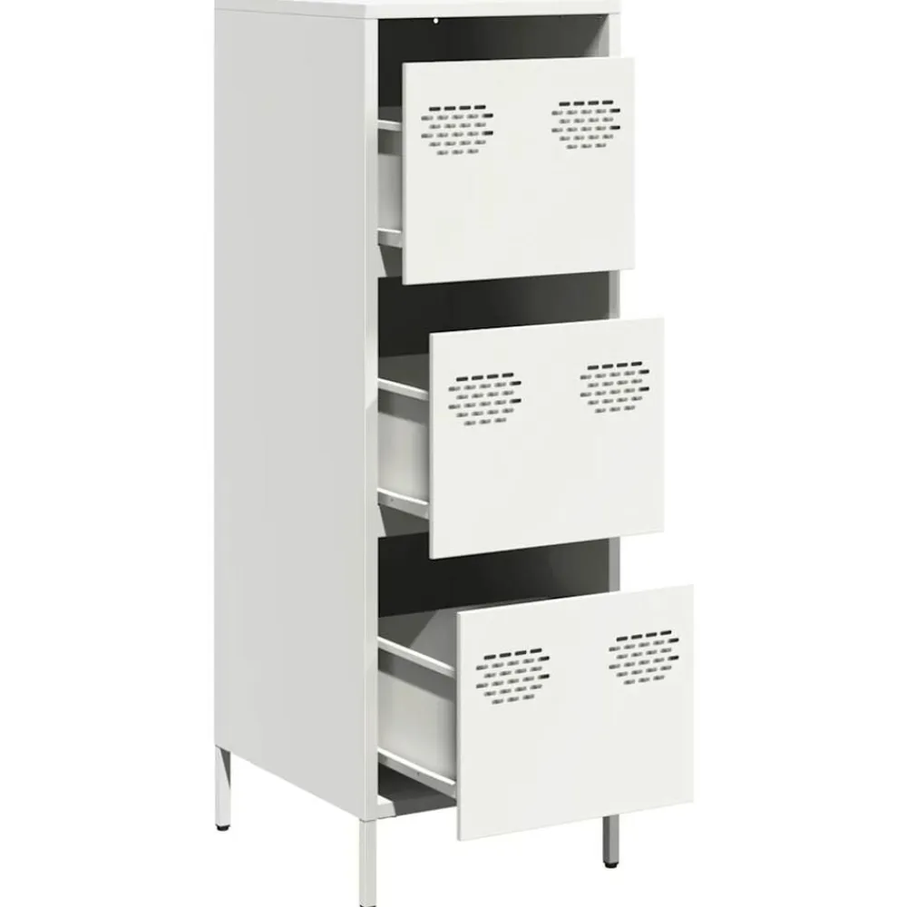 vidaXL Aparador de acero 39x35x103,5 cm Blanco Discount