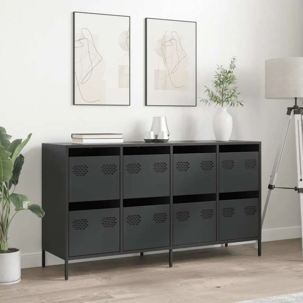 vidaXL Armarios Y Almacenamiento-Aparador de acero laminado en frío 135x39x73,5 cm