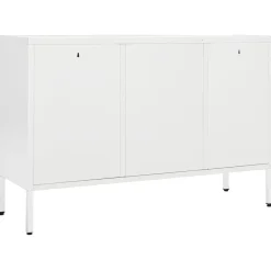 vidaXL Aparador de acero y vidrio templado 105x35x70 cm Blanco Outlet