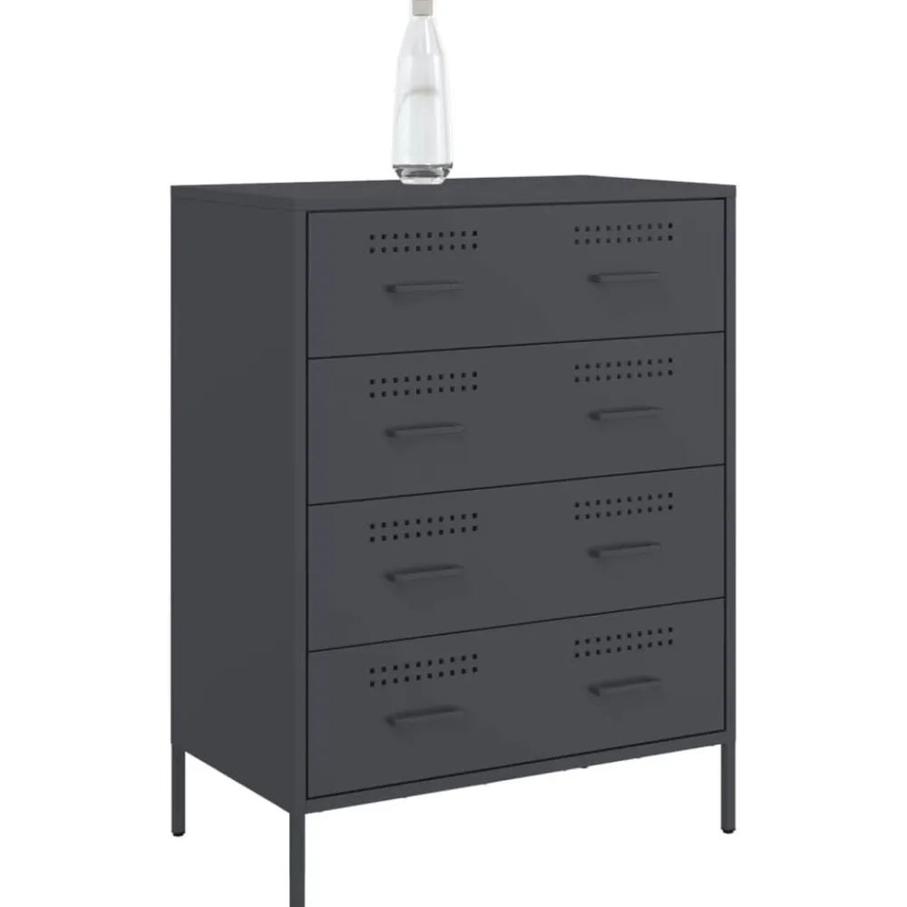 vidaXL Aparador de acero gris 68x39x89 cm Antracita Outlet