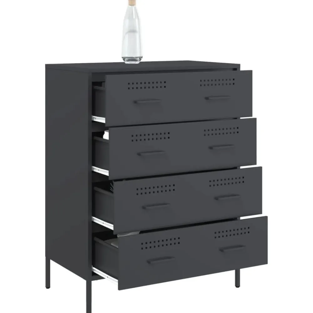 vidaXL Aparador de acero gris 68x39x89 cm Antracita Outlet
