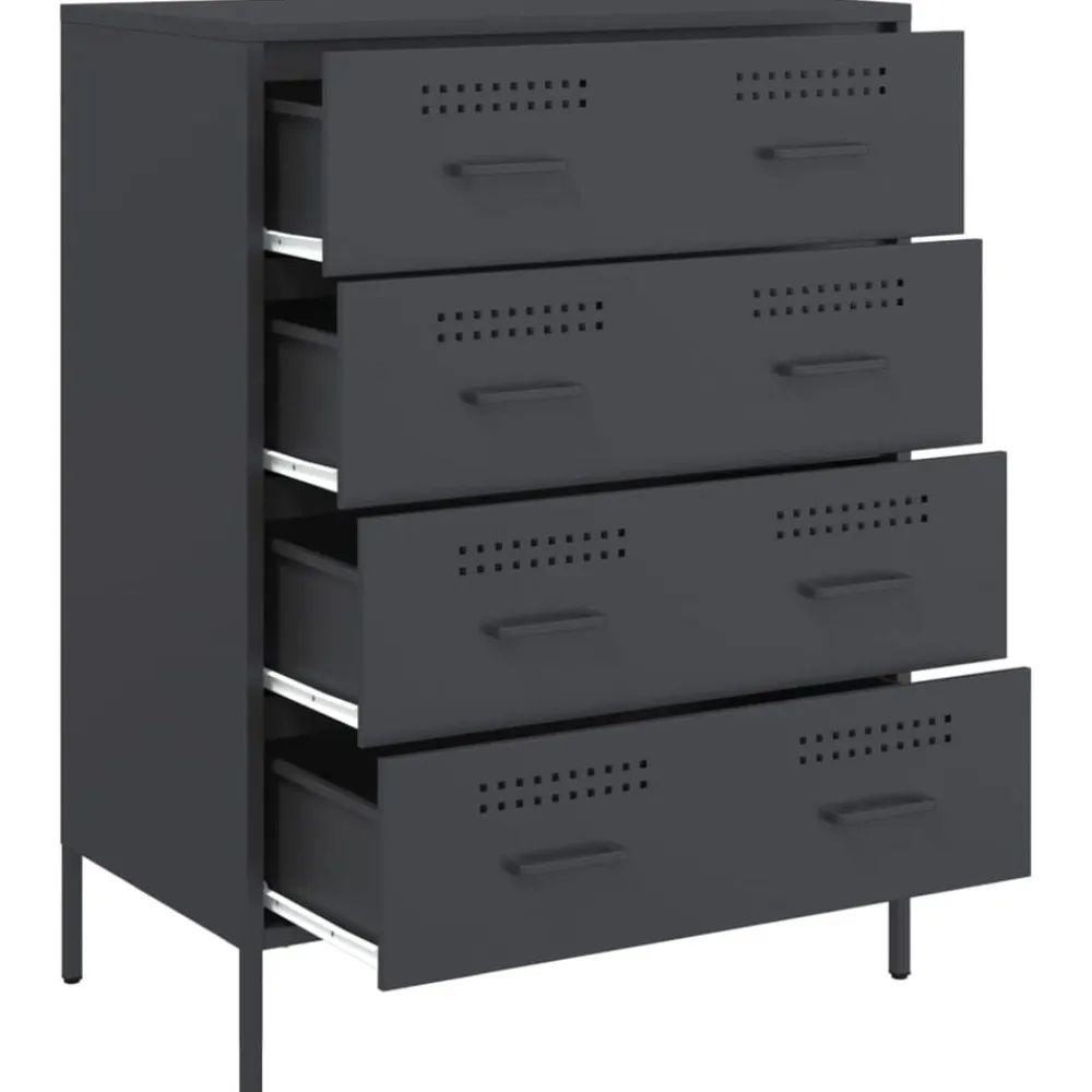 vidaXL Aparador de acero gris 68x39x89 cm Antracita Outlet