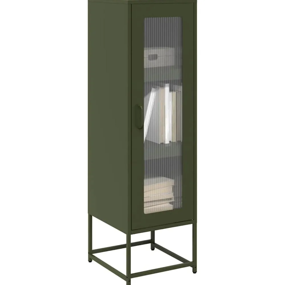 vidaXL Aparador de acero laminado en frío 36x39x123 cm Verde oliva Hot