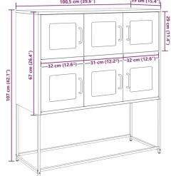 vidaXL Armarios Y Almacenamiento-Aparador de acero laminado en frío 100,5x39x107 cm
