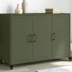 vidaXL Aparador de acero oliva 100,5x39x72 cm Verde Online