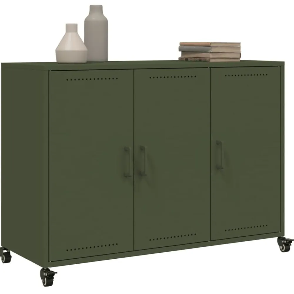 vidaXL Aparador de acero oliva 100,5x39x72 cm Verde Online