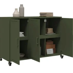 vidaXL Aparador de acero oliva 100,5x39x72 cm Verde Online