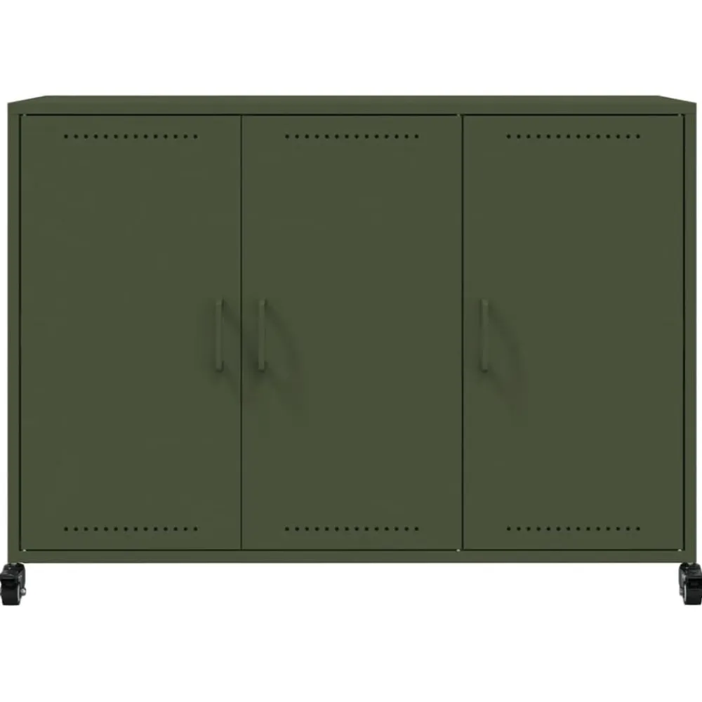 vidaXL Aparador de acero oliva 100,5x39x72 cm Verde Online