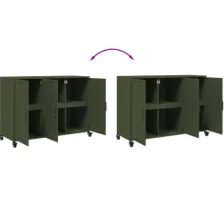 vidaXL Aparador de acero oliva 100,5x39x72 cm Verde Online