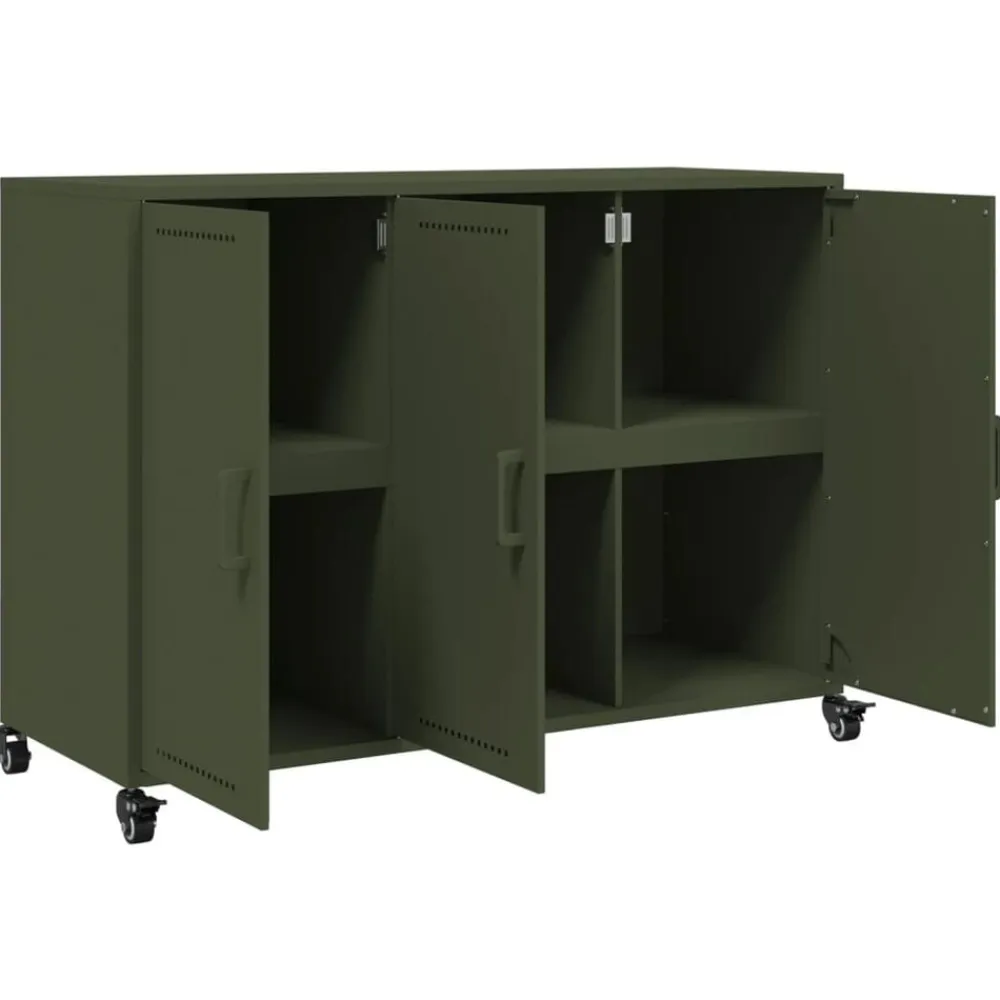 vidaXL Aparador de acero oliva 100,5x39x72 cm Verde Online