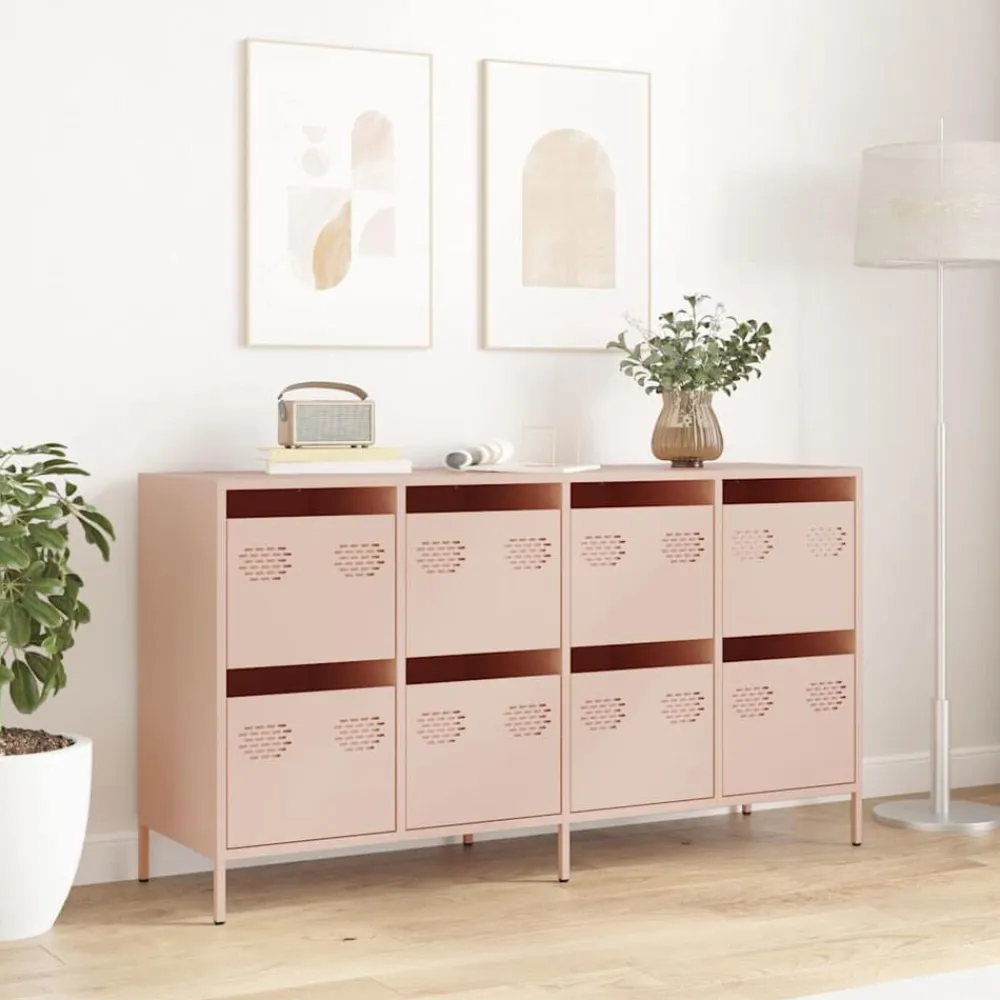 vidaXL Aparador de acero laminado en frío 135x39x73,5 cm Rosa