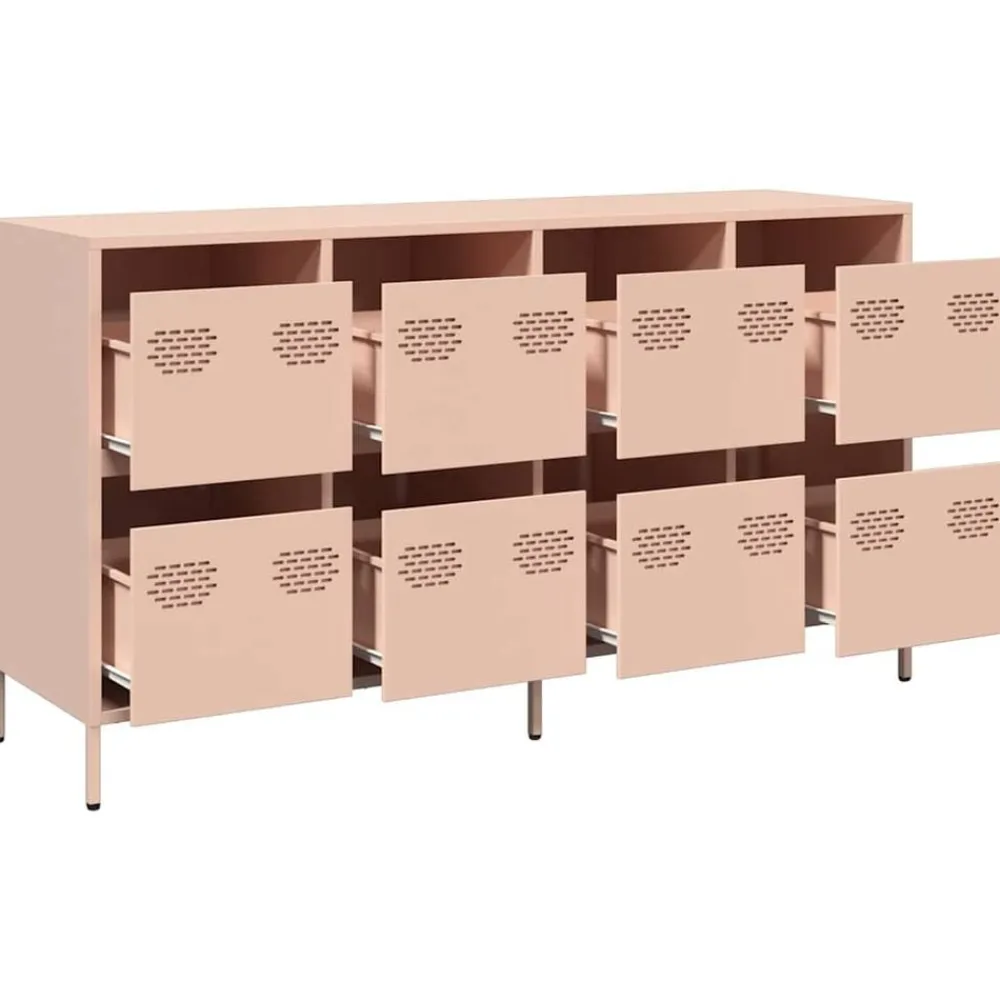 vidaXL Aparador de acero laminado en frío 135x39x73,5 cm Rosa