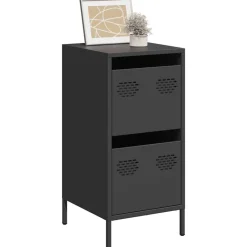 vidaXL Aparador de acero laminado en frío 35x39x73,5 cm Negro New