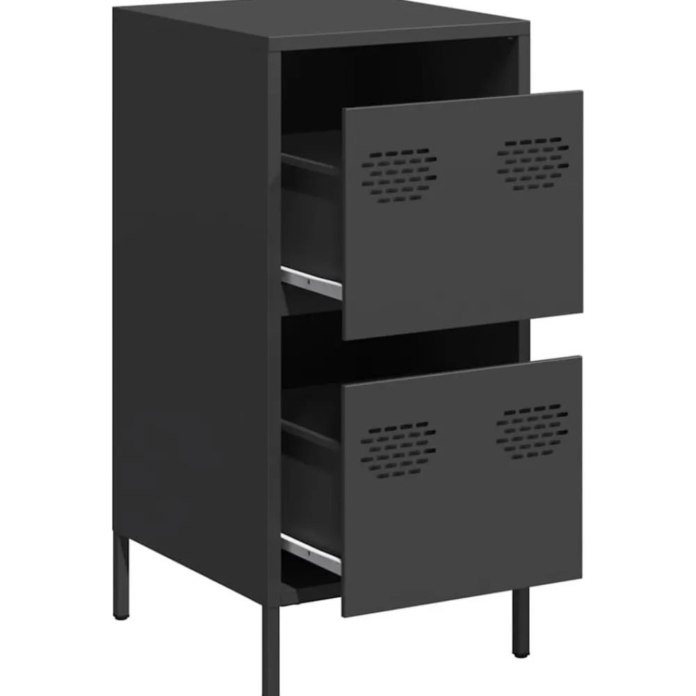 vidaXL Aparador de acero laminado en frío 35x39x73,5 cm Negro New