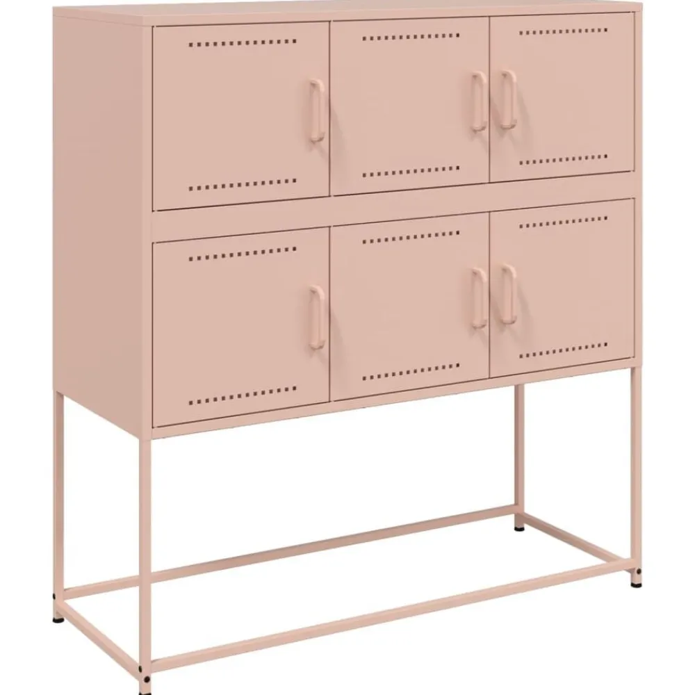 vidaXL Aparador de acero laminado en frío 100,5x39x107 cm Rosa Clearance