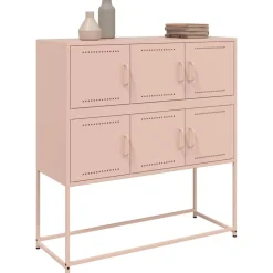 vidaXL Aparador de acero laminado en frío 100,5x39x107 cm Rosa Clearance