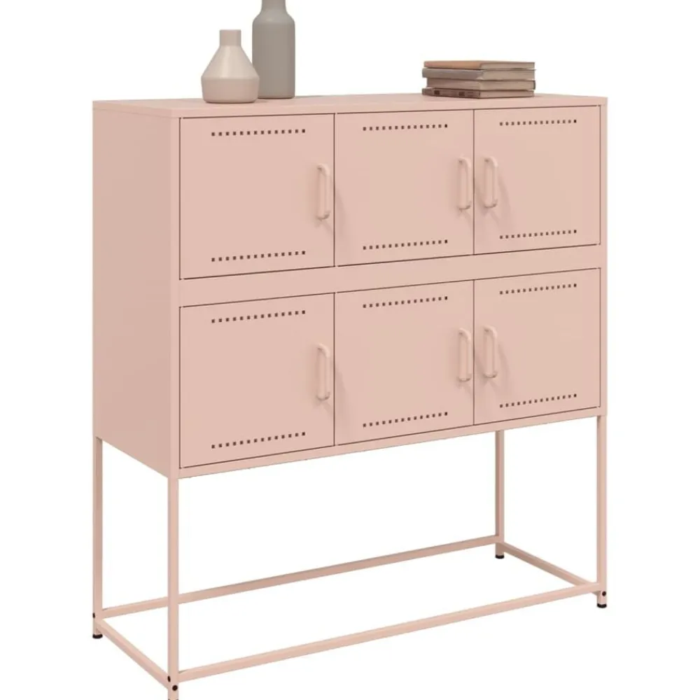 vidaXL Aparador de acero laminado en frío 100,5x39x107 cm Rosa Clearance