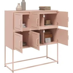 vidaXL Aparador de acero laminado en frío 100,5x39x107 cm Rosa Clearance